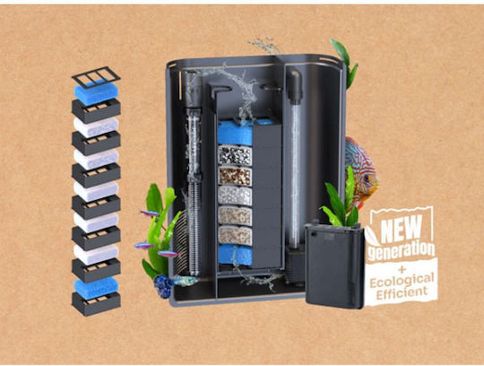Aquatlantis Splendid Fish Aquarium Capacity 109lt with Lighting, Filter and 60x40x56cm Black