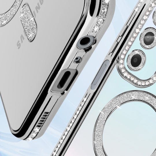 Avizar Diamond Case Samsung Galaxy A15 Magsafe Around Strass Silver