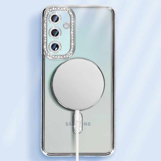 Avizar Diamond Case Samsung Galaxy A15 Magsafe Around Strass Silver