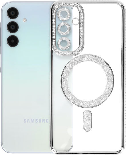Avizar Diamond Case Samsung Galaxy A15 Magsafe Around Strass Silver
