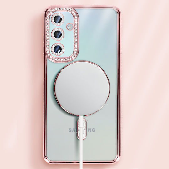Avizar Diamond Case Samsung Galaxy A15 Magsafe Around Strass Rose Gold