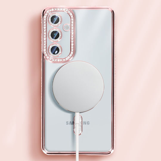 Avizar Diamond Case Samsung Galaxy A55 Magsafe Around Strass Rose Gold
