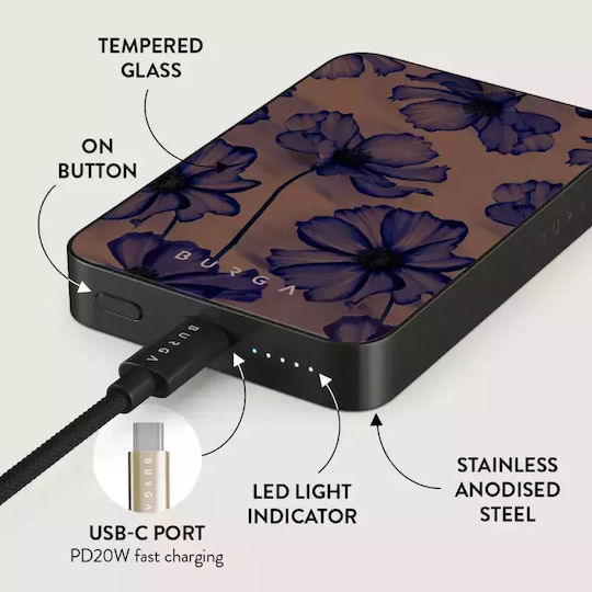 Burga MagSafe Power Bank 5000mAh 7.5W with USB-C Port Gunmetal - Velvet Night