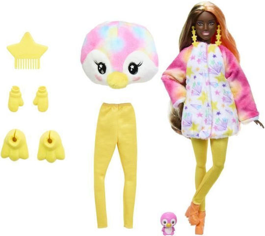 Barbie Cutie Reveal – Кукла Цветен Пингвин с 10 Изненади 40 Хърк