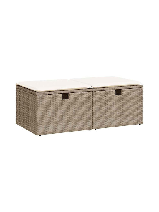 Scaun de Grădină Rattan cu pernă Bej 2buc 55x55x37cm