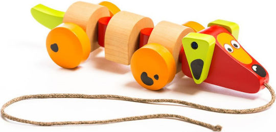 Cubika Pull-Along Toy Dog On A made of Wood for 18++ Months