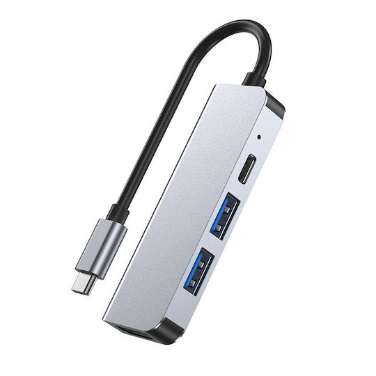 Tech-Protect V2 4in1 USB-C Docking Station με HDMI 4K PD Ethernet Γκρι
