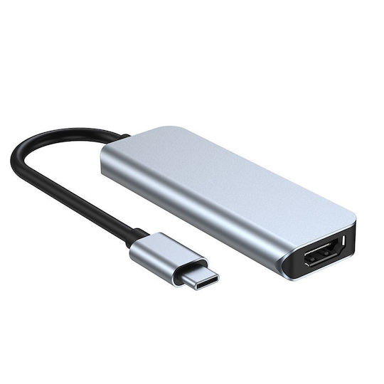 Tech-Protect V2 4in1 USB-C Docking Station με HDMI 4K PD Ethernet Γκρι