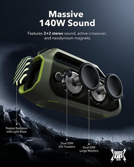 Anker Soundcore Boom 2 Plus Waterproof Bluetooth Speaker 140W with Battery Life up to 20 hours Green