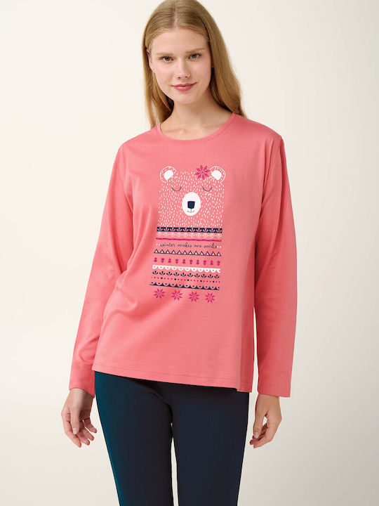 Vamp Winter Women's Pyjama Set Cotton Coral Bay