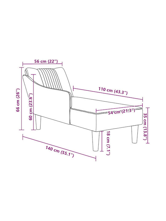 Recliner Catifea Gri L140xW56xH66buc