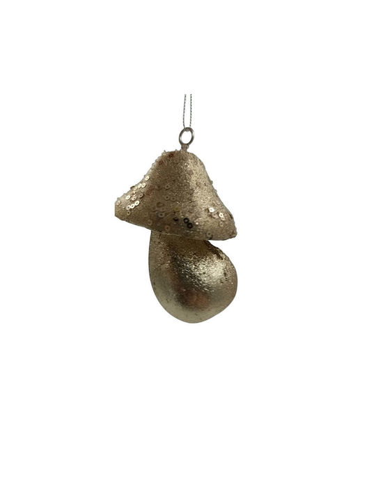 Mushroom Plastic Gold Christmas Tree Ornament 8x11cm