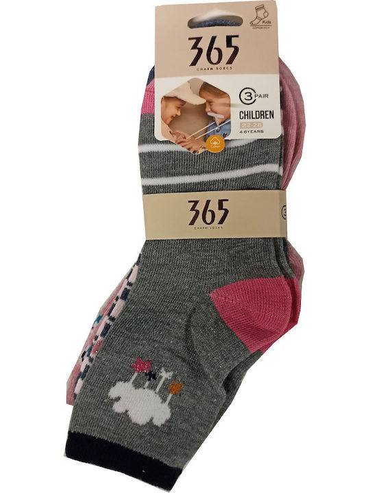 365 Charm Socks Детски чорапи Pink - Grey 3 Чифта