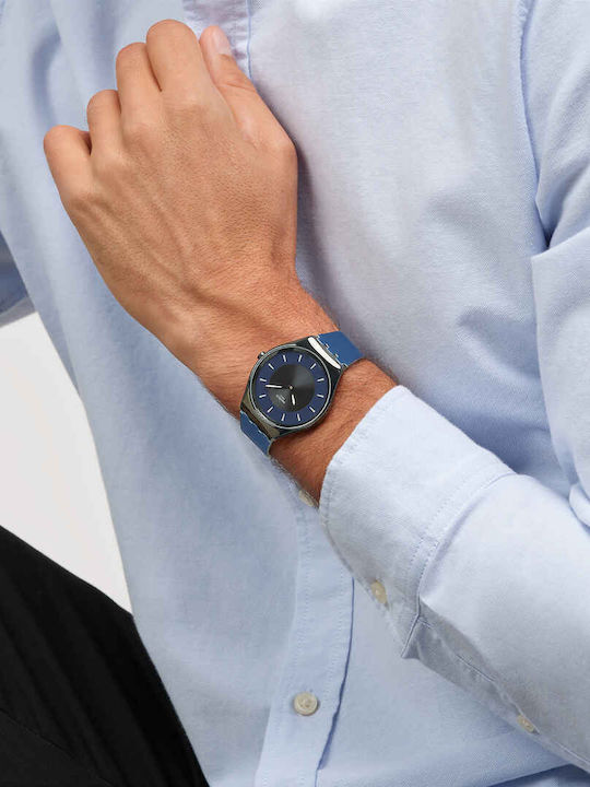 Swatch Duet At Dusk Men's Watch Battery with Blue Rubber Strap