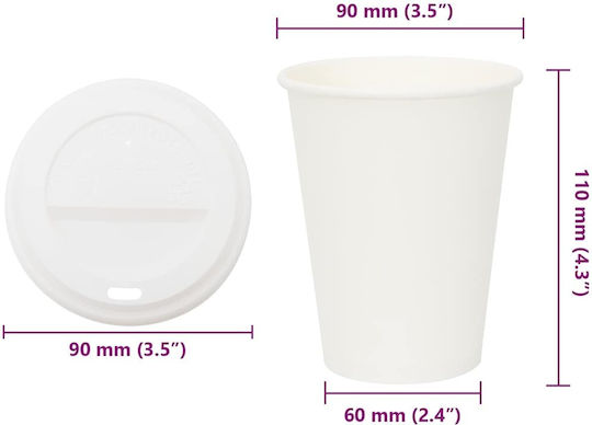 vidaXL Ποτήρι μιας Χρήσης Χάρτινo Καφέ 360ml 1000τμχ