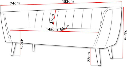 Pas Iii Cu trei locuri Canapea Verde 182x74x75cm.