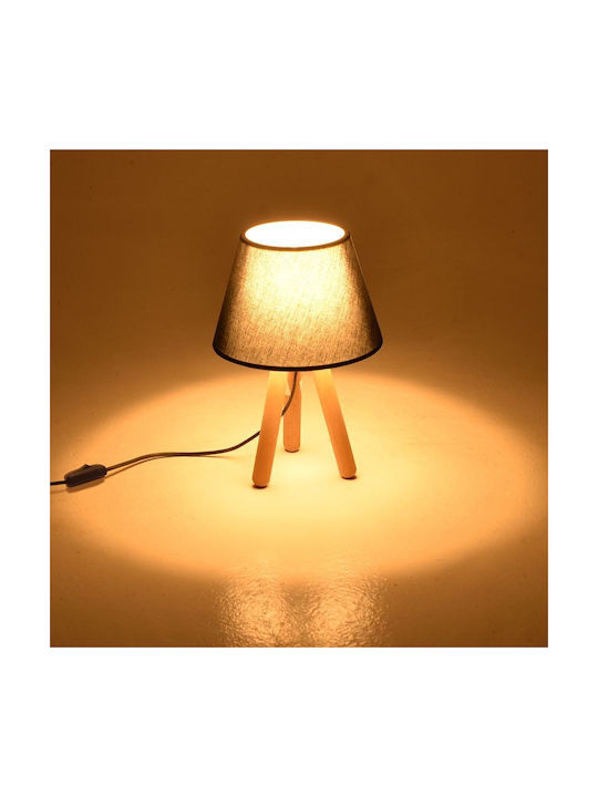 Pakketo PWL-1071 Wood Table Lamp for Socket E27 with Black Shade and Brown Base