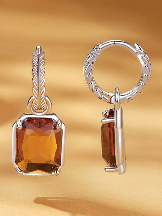 Bamoer Earrings Hoops made of Silver Gold Plated with Stones Bamoer Earrings Hoops made of Silver Gold Plated with Stones