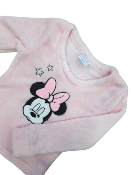 Disney Παιδική Πιτζάμα Χειμωνιάτικη Coral Pink Minnie