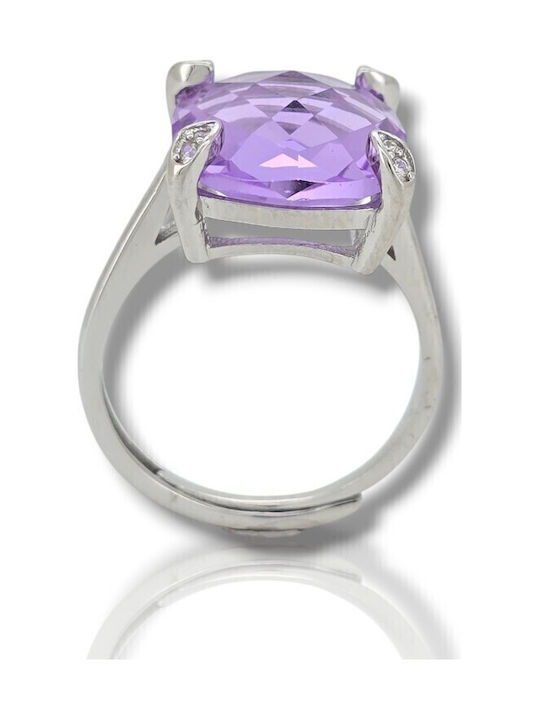 Mentzos Ring with Zircon made of Silver