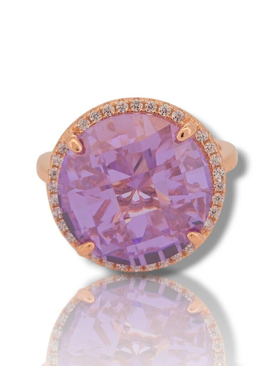 Mentzos Ring with Zircon made of Silver Gold Plated