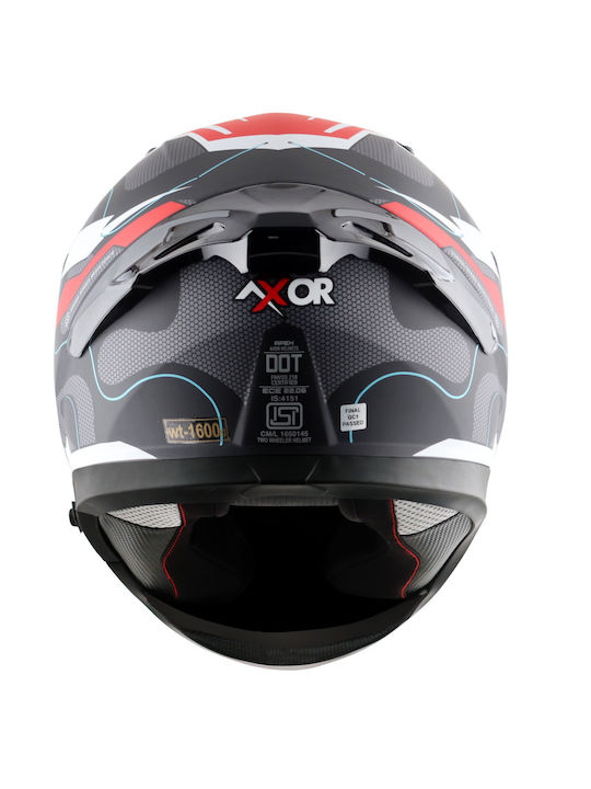 Axor Apex Turbine Black/Red/Grey Motorcycle Helmet Full Face ECE 22.06 1600gr with Pinlock and Sunvisor