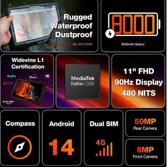 AGM Pad P2 Active 4G 10.95" Tablet (8GB/256GB) Γκρι