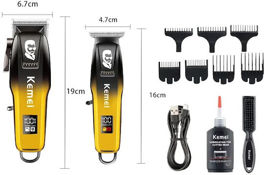 Kemei Professional Set Rechargeable Hair Clipper Yellow KM-8501