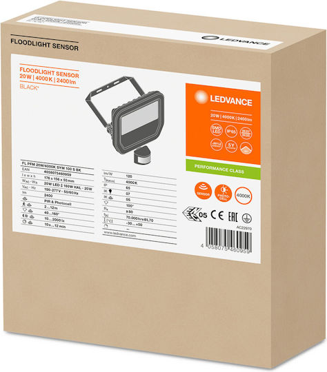 Ledvance Waterproof LED Flood Light 20W Natural White 4000K With Motion Sensor IP65