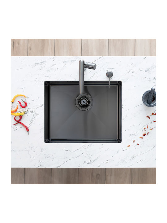 Laveo Ένθετος Νεροχύτης Inox Brushed Μ54xΠ44cm Γκρι