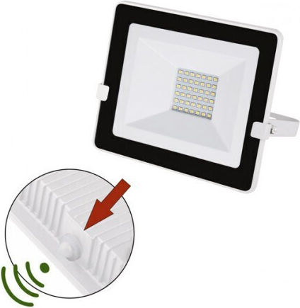 Adeleq Waterproof LED Floodlight 30W Natural White 4000K with Photocell IP65