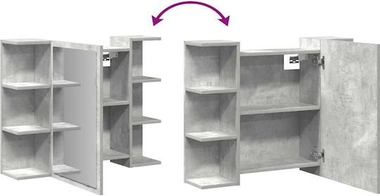 vidaXL Oglindă de Baie cu Raft & Dulap 80x20.5cm Gri