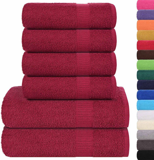 vidaXL Set 6 Hotel Bathroom Towels Burgundy