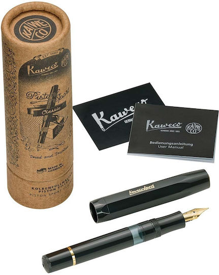 Kaweco Piston Sport Classic Black-Gold Fountain Pen Ef Extra Fine