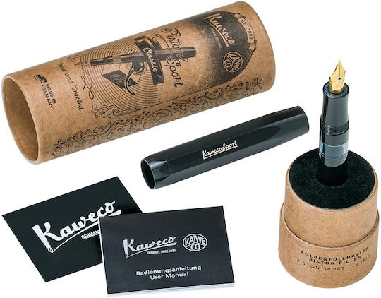 Kaweco Piston Sport Classic Black-Gold Fountain Pen Ef Extra Fine