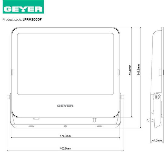 Geyer Waterproof LED Floodlight 200W Cold White 6500K IP65
