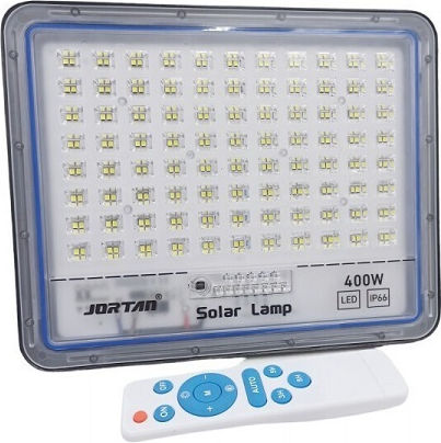 Jortan Στεγανός Ηλιακός Προβολέας LED 400W Ψυχρό Λευκό με Τηλεχειριστήριο IP66