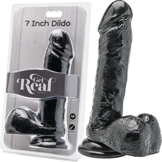 ToyJoy Get Real Dildo with Balls Dildo mit Hoden und Saugnapf Schwarz 18cm