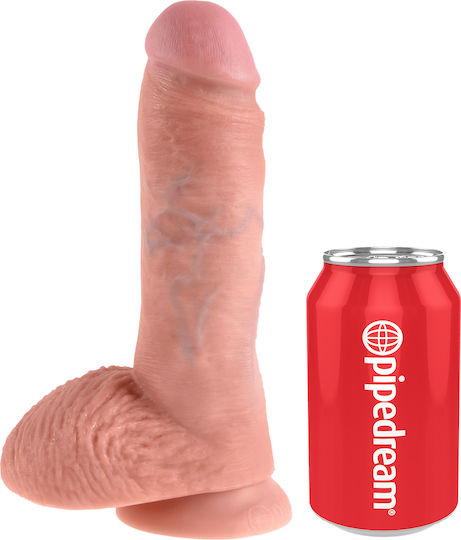 King Cock Ρεαλιστικό Dildo με Όρχεις και Βεντούζα Flesh 20cm