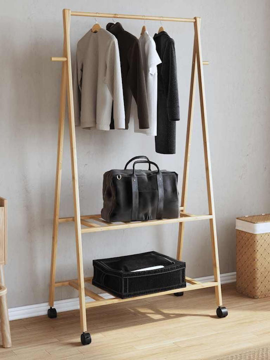 vidaXL Rollbar Kleiderständer aus Bambus Braun 96x45.5x155.5cm