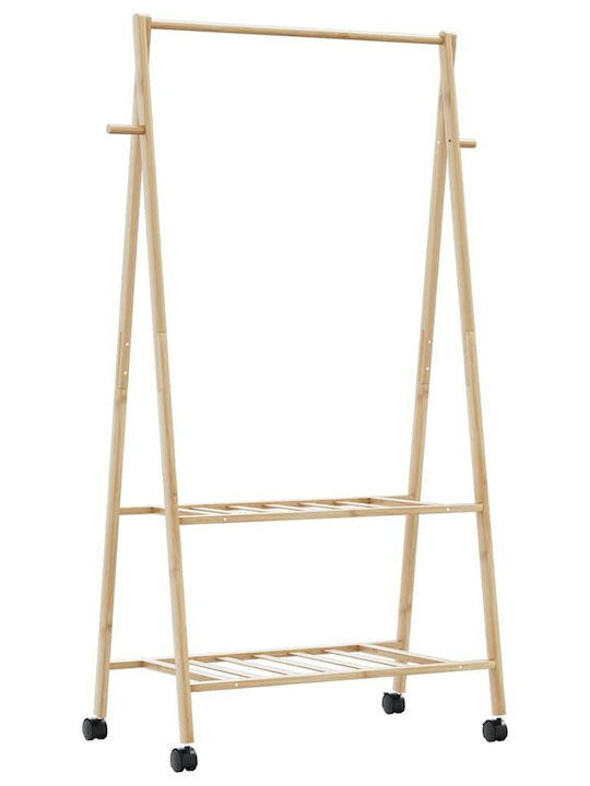 vidaXL Rollbar Kleiderständer aus Bambus Braun 96x45.5x155.5cm