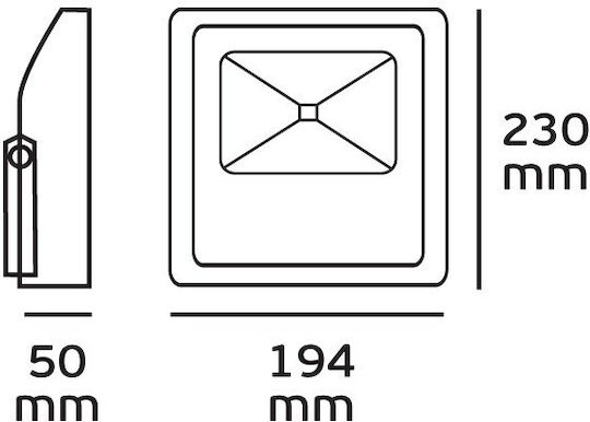 VK Lighting Στεγανός Προβολέας LED 30W Ψυχρό Λευκό 6500K IP66