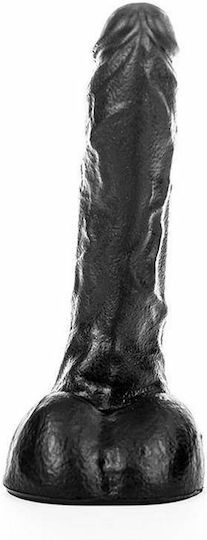 All Black Glass Dildo with Balls and Suction Cup Black 22cm