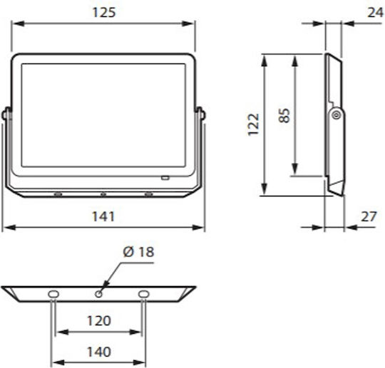 Philips Decoflood Στεγανός Προβολέας LED 20W Θερμό Λευκό 3000K IP65