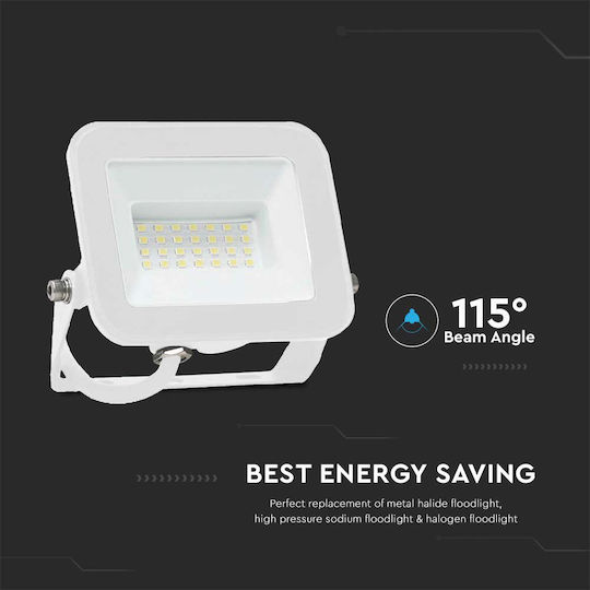 V-TAC Στεγανός Προβολέας LED 20W Φυσικό Λευκό 4000K IP65