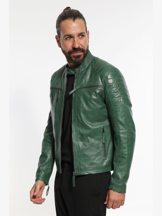 Newton Leather Biker Leather Jacket GREEN