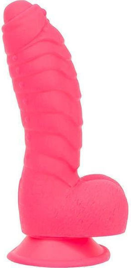 BMS Factory Addiction Tom Dildo realist cu Testicule și Ventuză roz cald 18cm