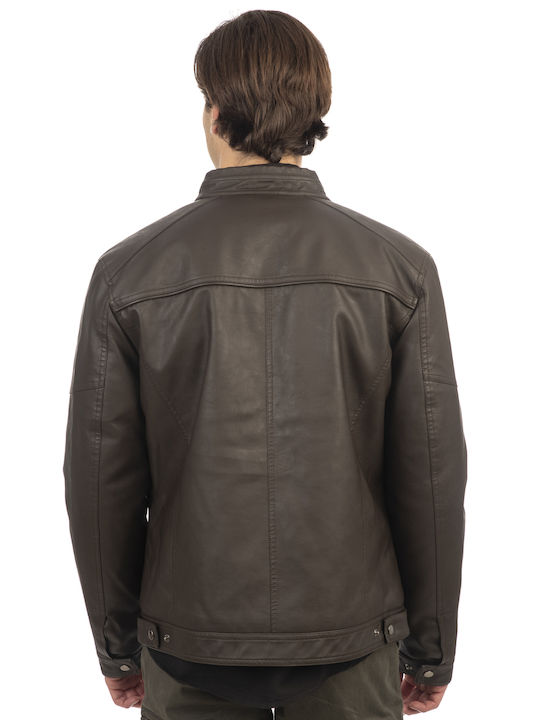 Rebase Leather Jacket Dark Chocolate, Brown