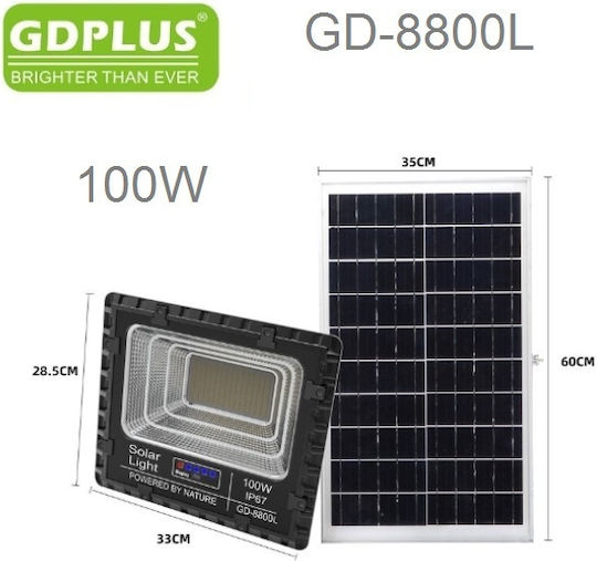 GDPLUS Perete Rezistent la apă Solar Proiector LED 100W cu Telecomandă IP67