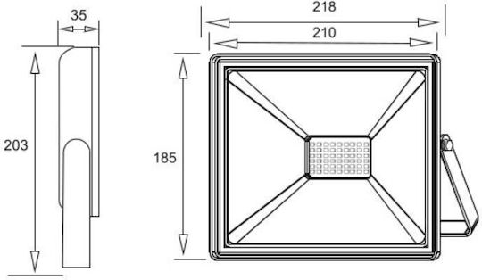 Gtv Στεγανός Προβολέας LED 70W Φυσικό Λευκό 4000K IP65